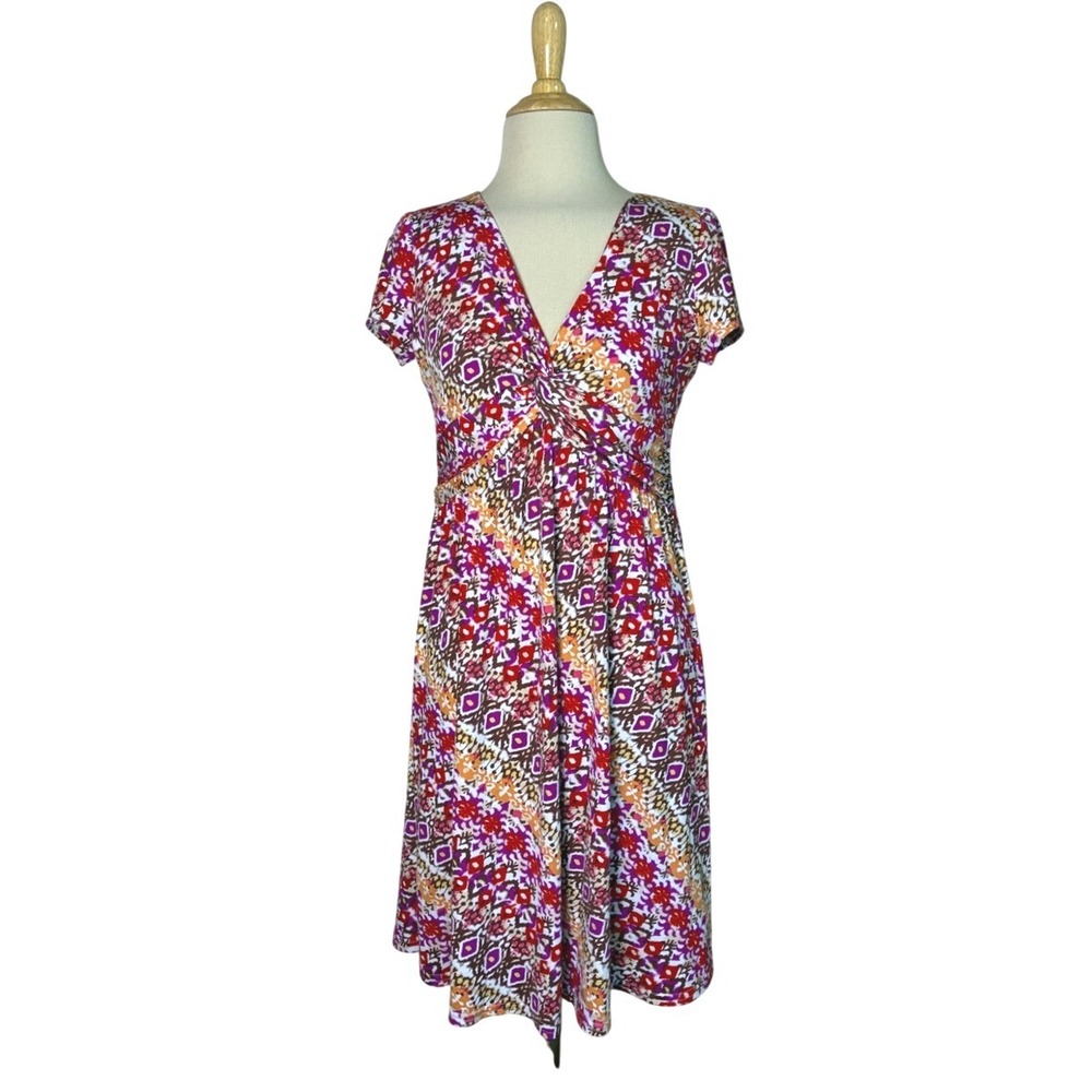 UNCLE FRANK Small Colorful‎ Abstract Print Vneck Babydoll Dress Y2K Made in USA
